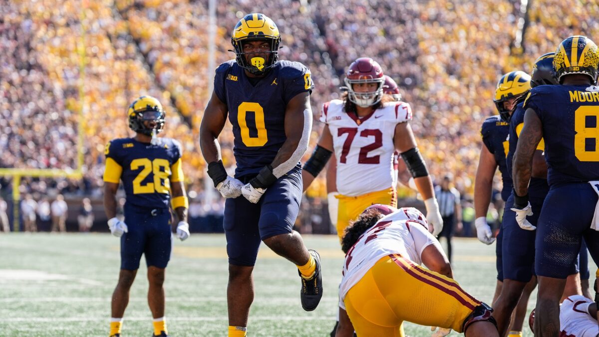 Edge rusher working against an offensive tackle in pass protection