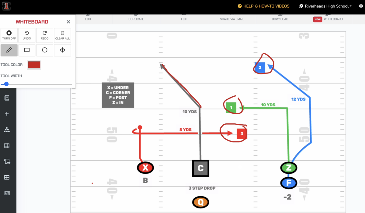 Flag football receiver running a route against coverage