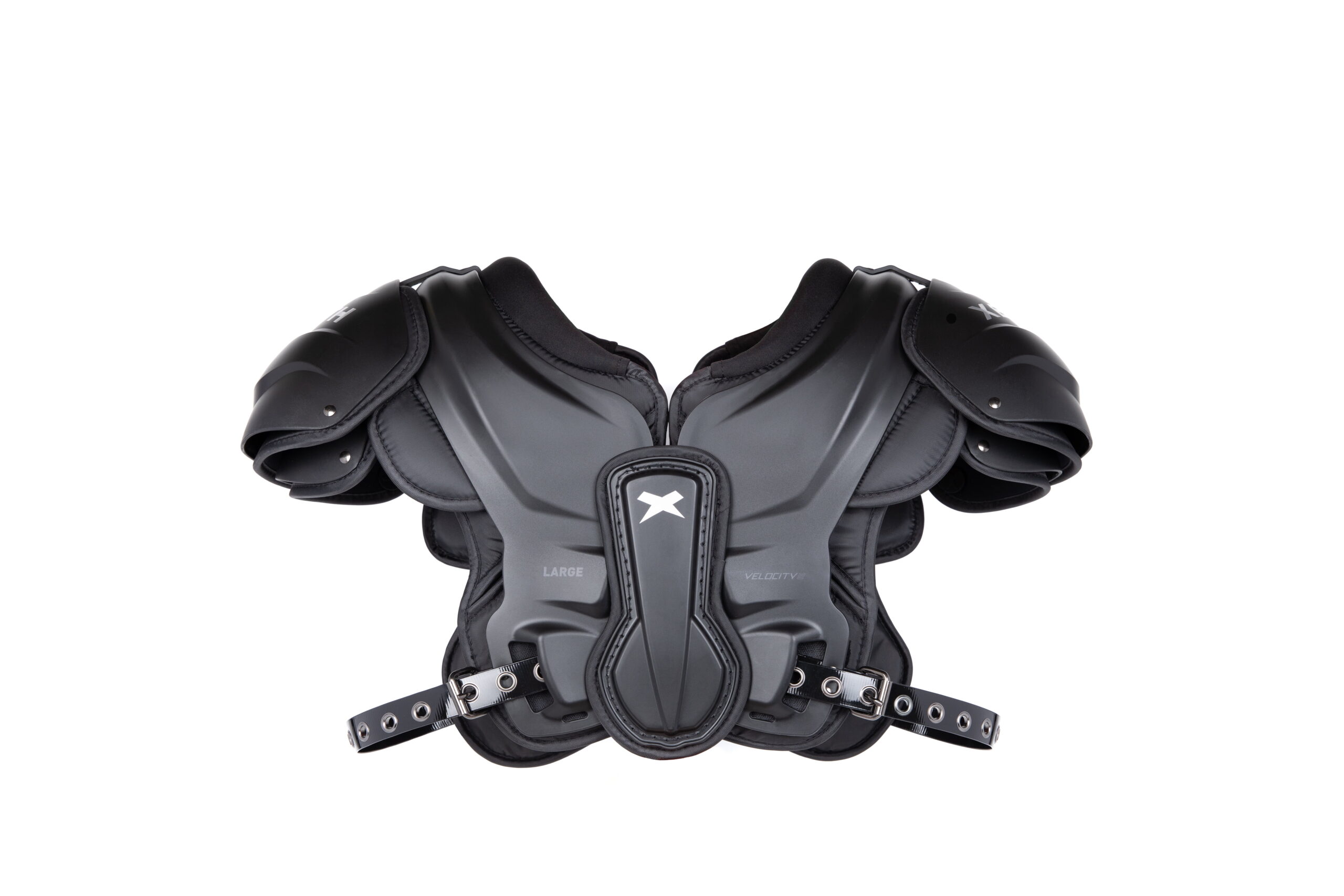 American football helmet and shoulder pads safety equipment