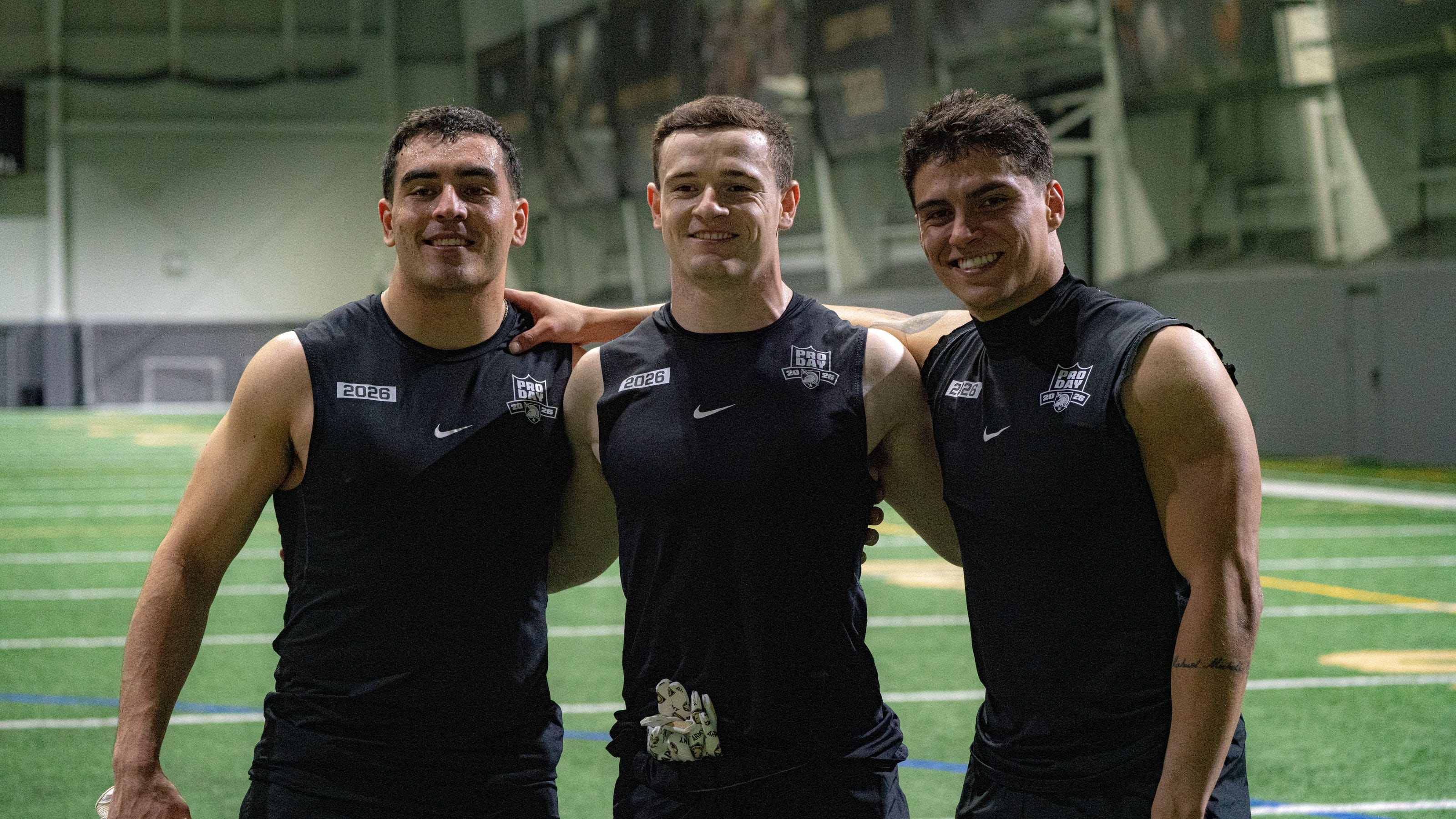 American football prospect completing athletic evaluation drills