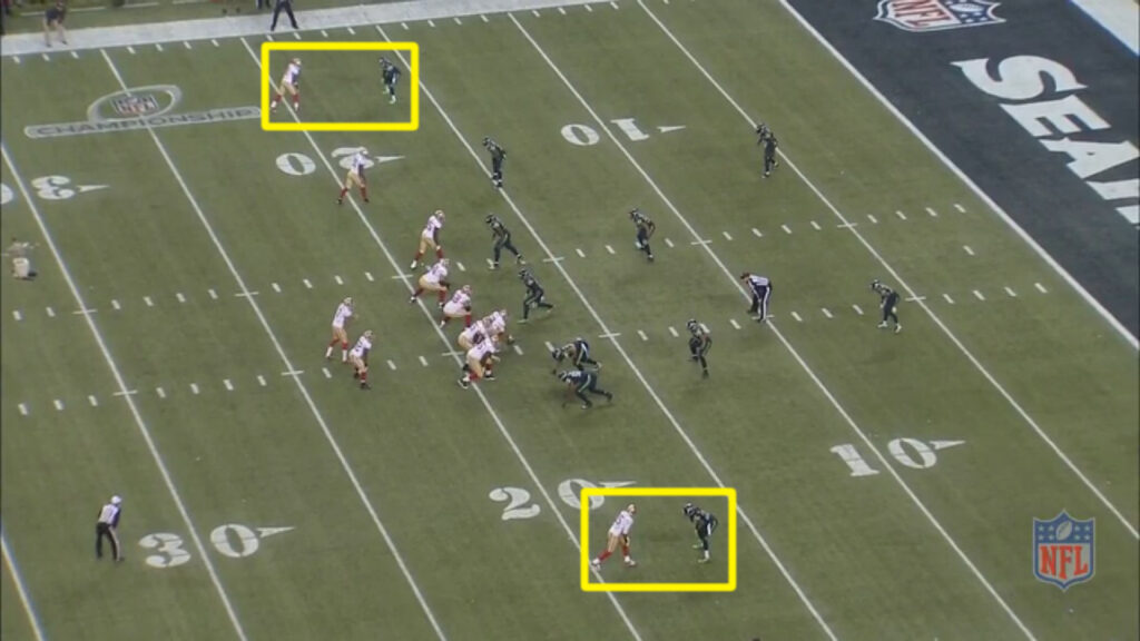 Nickel defender rushing from the slot